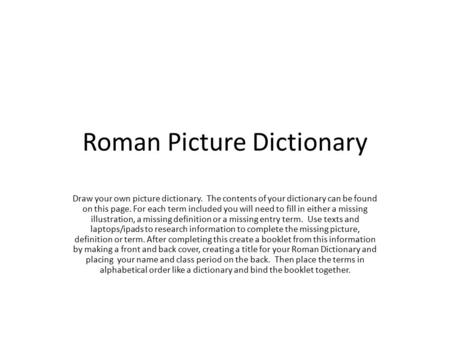 Roman Picture Dictionary
