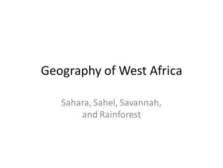 Geography of West Africa