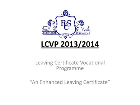 LCVP 2013/2014 Leaving Certificate Vocational Programme