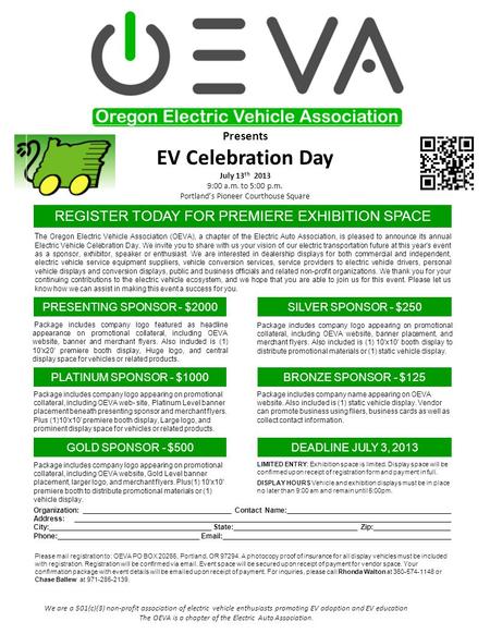 We are a 501(c)(3) non-profit association of electric vehicle enthusiasts promoting EV adoption and EV education The OEVA is a chapter of the Electric.