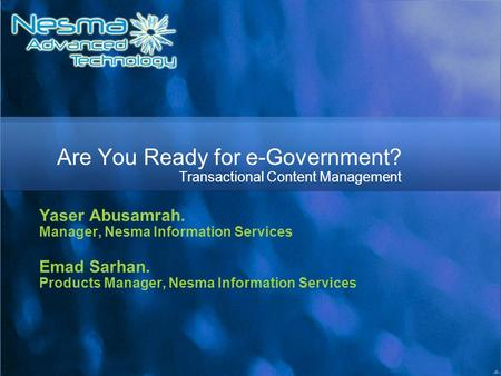 Are You Ready for e-Government? Transactional Content Management