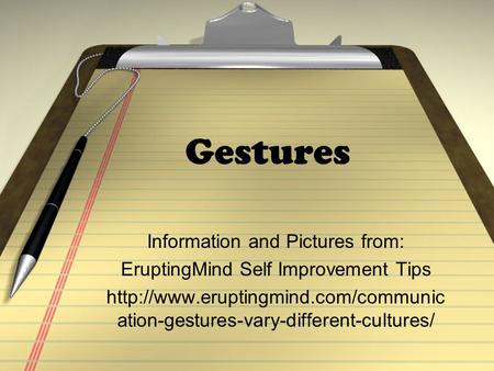 Gestures Information and Pictures from: