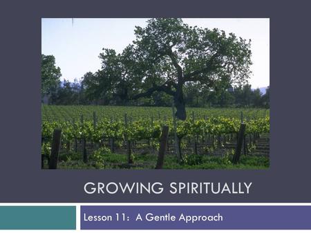 GROWING SPIRITUALLY Lesson 11: A Gentle Approach.
