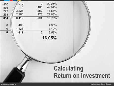 © Copyright CDC Software 1 Calculating Return on Investment.