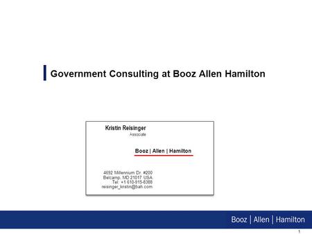 Government Consulting at Booz Allen Hamilton