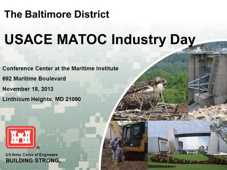 The Baltimore District USACE MATOC Industry Day