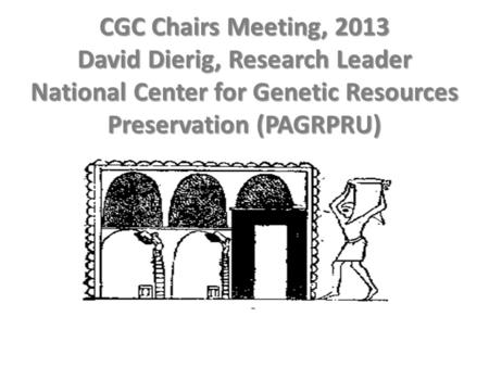 CGC Chairs Meeting, 2013 David Dierig, Research Leader National Center for Genetic Resources Preservation (PAGRPRU)