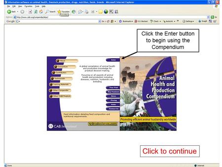Click the Enter button to begin using the Compendium Click to continue.