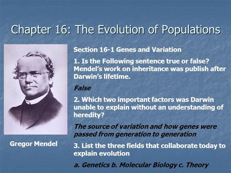 Chapter 16: The Evolution of Populations