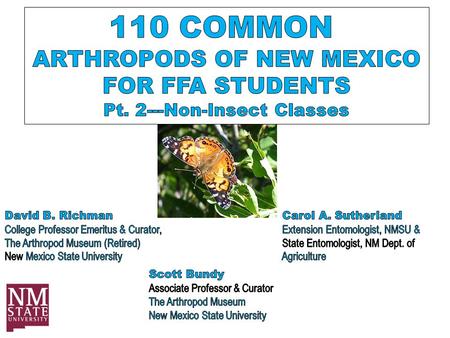 All of the Arthropods Included in this Program will be Non-Insects Metamorphosis type: ‘None’ Mouthpart Types---will depend on which group is shown. Some.