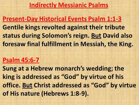 Indirectly Messianic Psalms