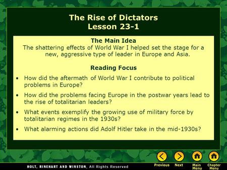 The Rise of Dictators Lesson 23-1