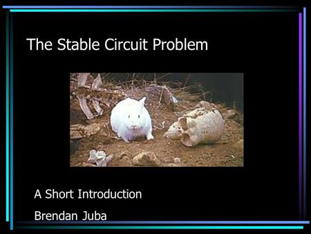 The Stable Circuit Problem A Short Introduction Brendan Juba.
