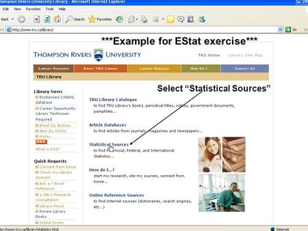 Select “Statistical Sources” ***Example for EStat exercise***