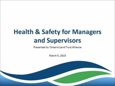 Health & Safety for Managers and Supervisors