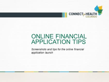 ONLINE FINANCIAL APPLICATION TIPS Screenshots and tips for the online financial application launch.
