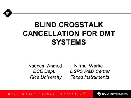 BLIND CROSSTALK CANCELLATION FOR DMT SYSTEMS