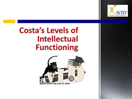 Costa’s Levels of Intellectual Functioning