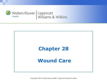 Copyright © 2013 Wolters Kluwer Health | Lippincott Williams & Wilkins Chapter 28 Wound Care.