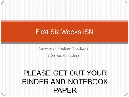 Interactive Student Notebook (Resource Binder)