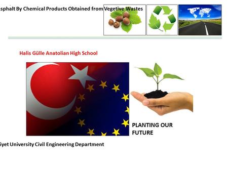 Developing The Mechanical Properties of Hot Mix Asphalt By Chemical Products Obtained from Vegetive Wastes Halis Gülle Anatolian High School Cumhuriyet.