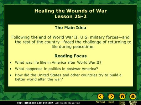 Healing the Wounds of War Lesson 25-2