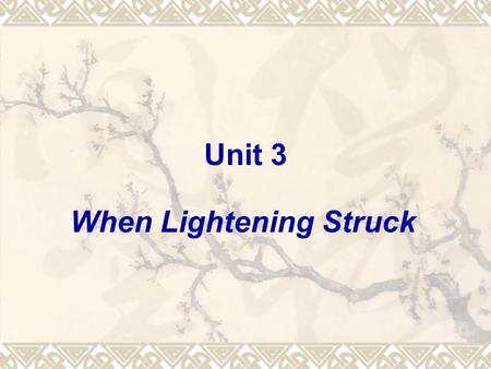 Unit 3 When Lightening Struck. 1 Reading 1) Read the text, and answer the following questions: (1) What happened to the plane? (2) Why did the author.
