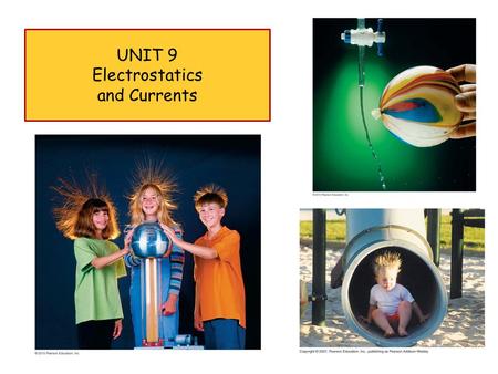 UNIT 9 Electrostatics and Currents 1. Friday March 9 th 2 Electrostatics and Currents.