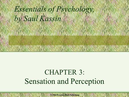 CHAPTER 3: Sensation and Perception Essentials of Psychology, by Saul Kassin ©2004 Prentice Hall Publishing.