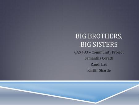 BIG BROTHERS, BIG SISTERS CAS 483 – Community Project Samantha Coratti Randi Lau Kaitlin Shartle.