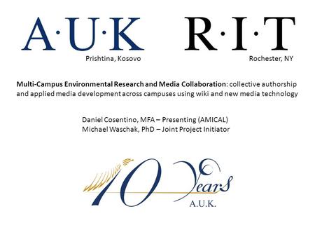 Multi-Campus Environmental Research and Media Collaboration: collective authorship and applied media development across campuses using wiki and new media.