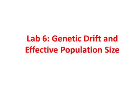 Lab 6: Genetic Drift and Effective Population Size.