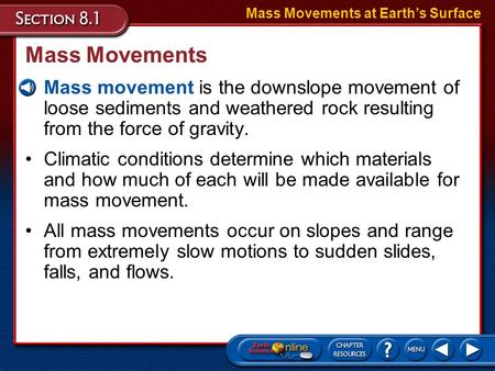 Mass Movements at Earth’s Surface