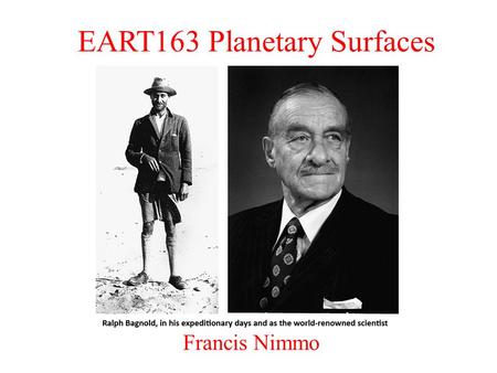 EART163 Planetary Surfaces Francis Nimmo. Last Week – Impact Cratering Why and how do impacts happen? –Impact velocity, comets vs. asteroids Crater morphology.