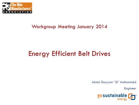 Energy Efficient Belt Drives