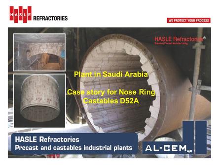 Plant in Saudi Arabia Case story for Nose Ring Castables D52A.