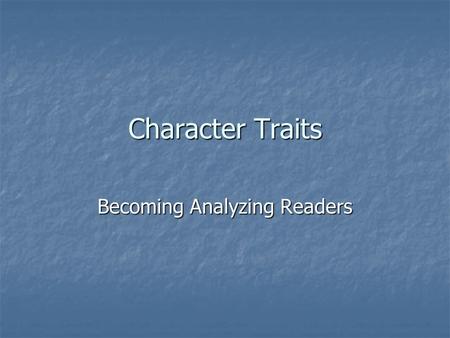 Becoming Analyzing Readers