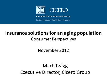 Insurance solutions for an aging population
