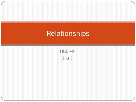 HRE 40 Unit 3 Relationships. The Christian Context In its most simple understanding, Christian teachings center on the topic of love. Love of God, Love.