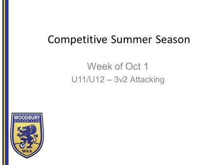Competitive Summer Season Week of Oct 1 U11/U12 – 3v2 Attacking.