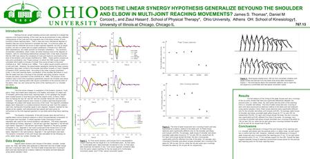 DOES THE LINEAR SYNERGY HYPOTHESIS GENERALIZE BEYOUND THE SHOULDER AND ELBOW IN MULTI-JOINT REACHING MOVEMENTS? James S. Thomas*, Daniel M Corcos†,, and.
