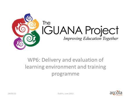 WP6: Delivery and evaluation of learning environment and training programme Dublin, June 201324/05/13.