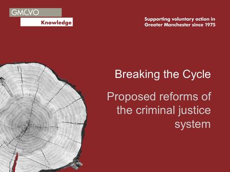 Breaking the Cycle Proposed reforms of the criminal justice system.