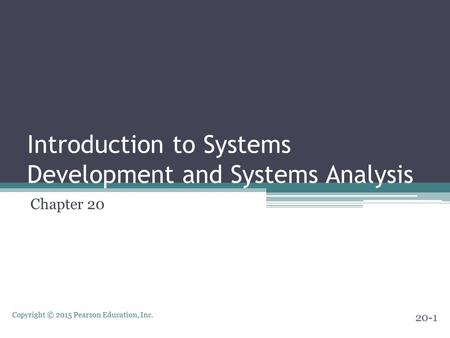 Introduction to Systems Development and Systems Analysis