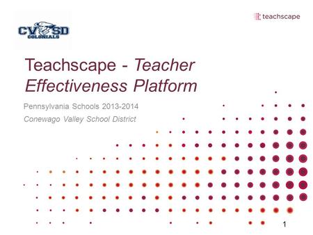 Teachscape - Teacher Effectiveness Platform Pennsylvania Schools 2013-2014 Conewago Valley School District 1.