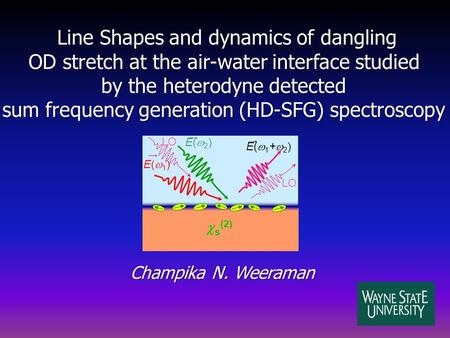 Line Shapes and dynamics of dangling Line Shapes and dynamics of dangling OD stretch at the air-water interface studied OD stretch at the air-water interface.