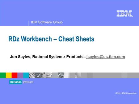 RDz Workbench – Cheat Sheets