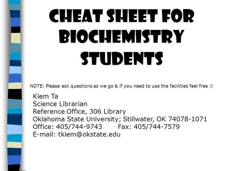 Cheat sheet for Biochemistry Students