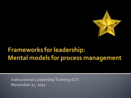 Instructional Leadership Training (ILT) November 27, 2012.
