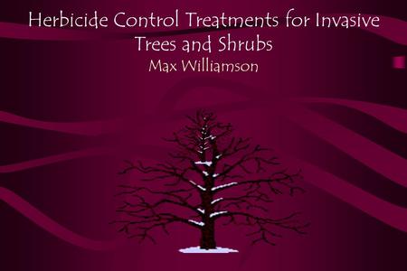 Herbicide Control Treatments for Invasive Trees and Shrubs Max Williamson.